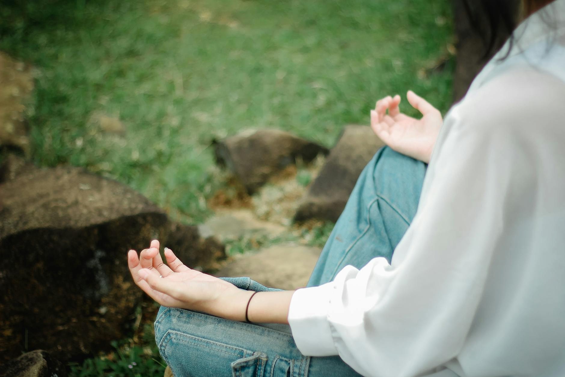 Person practicing mindfulness at work
